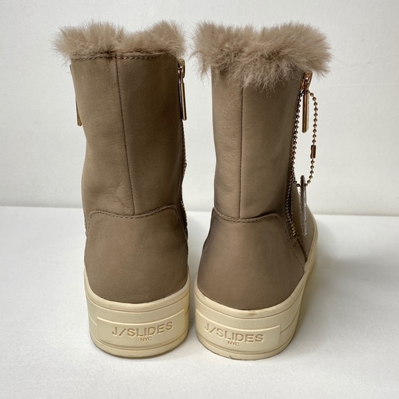 J/Slides Henley Faux Fur Lined Booties Nubuck Leather - Picture 9 of 12